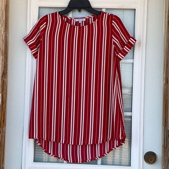 Take 50% OFF- A Dip of Darling Red&White Striped Top, Size-S - Picture 1 of 6